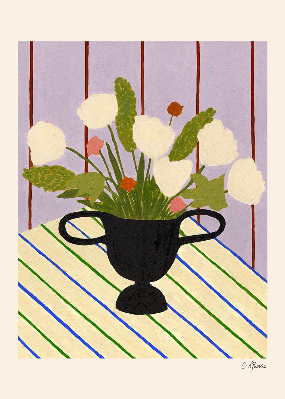 Flowers on Striped Cloth