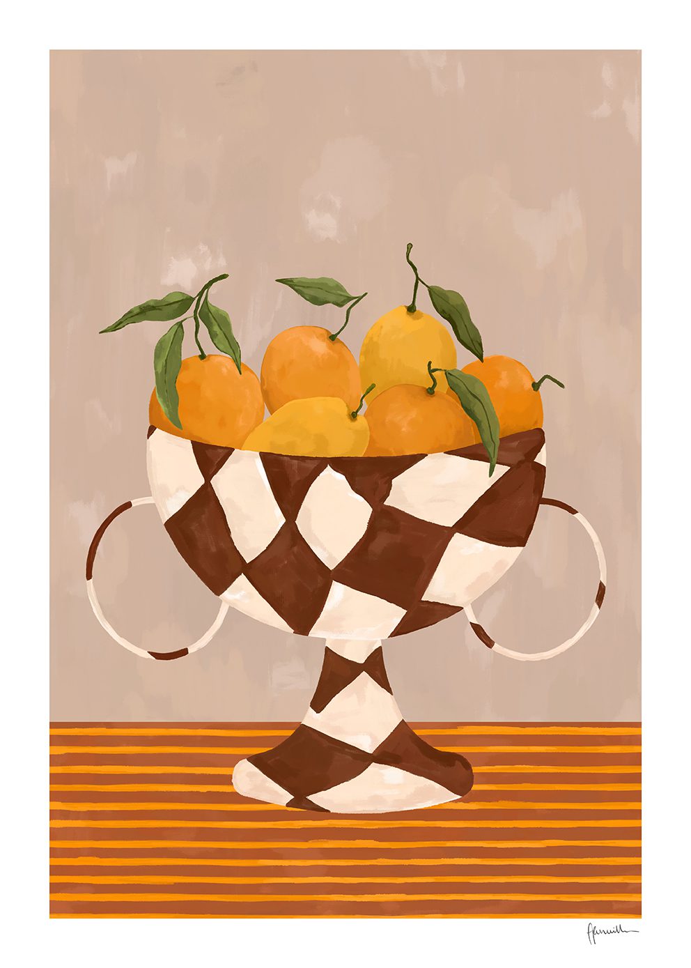Lemons & Oranges in Checkered Vase