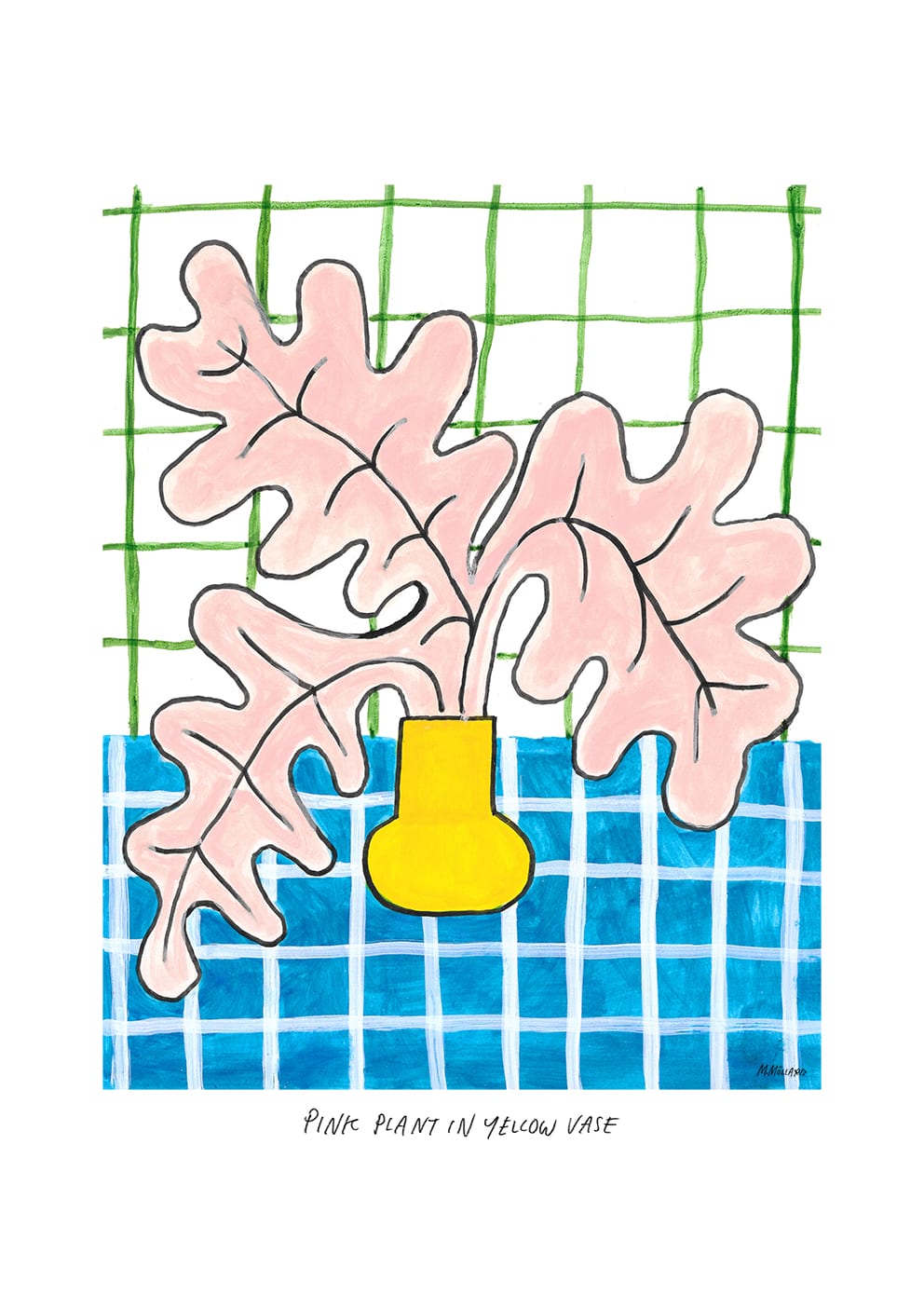 Pink Plant in Yellow Vase