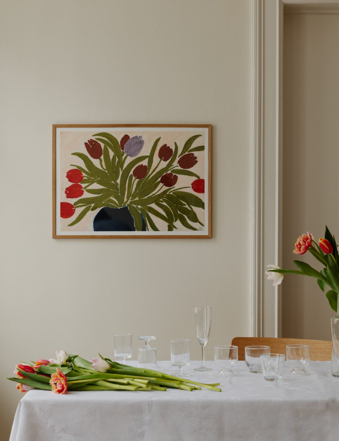 Tulips in a Blue Vase
