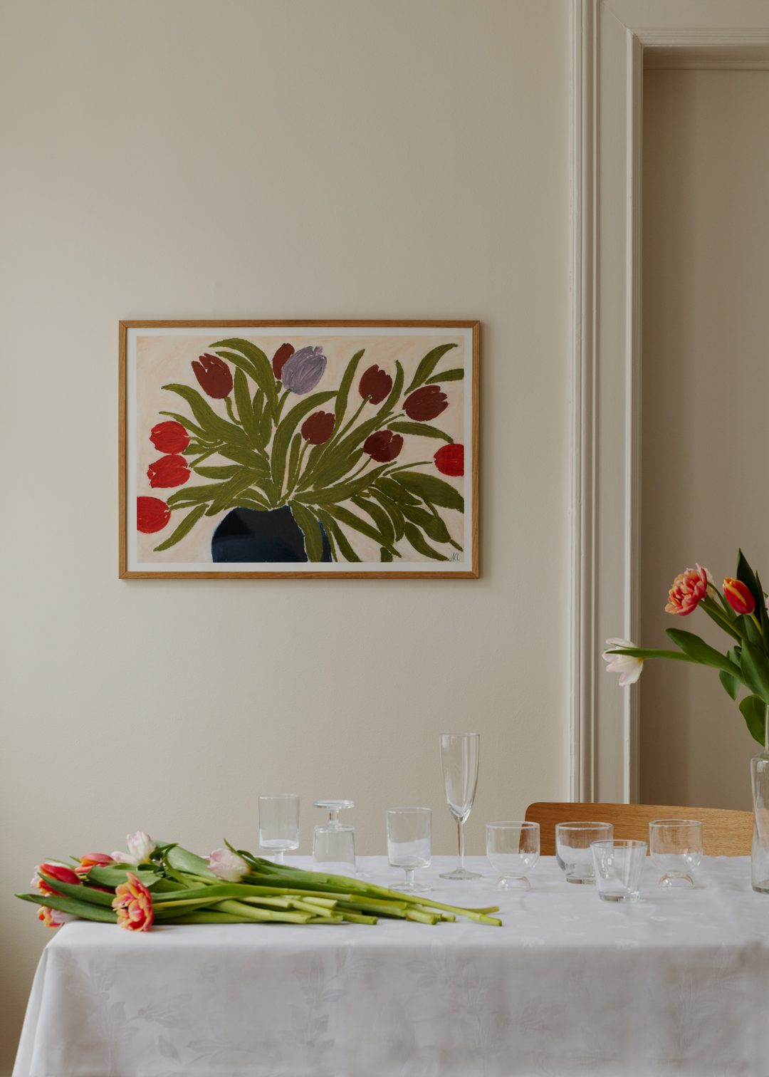 Tulips in a Blue Vase by Anine Cecilie Iversen