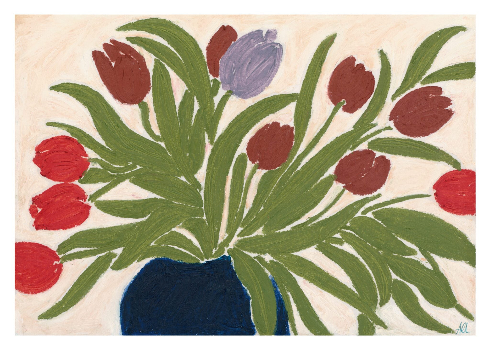 Tulips in a Blue Vase by Anine Cecilie Iversen