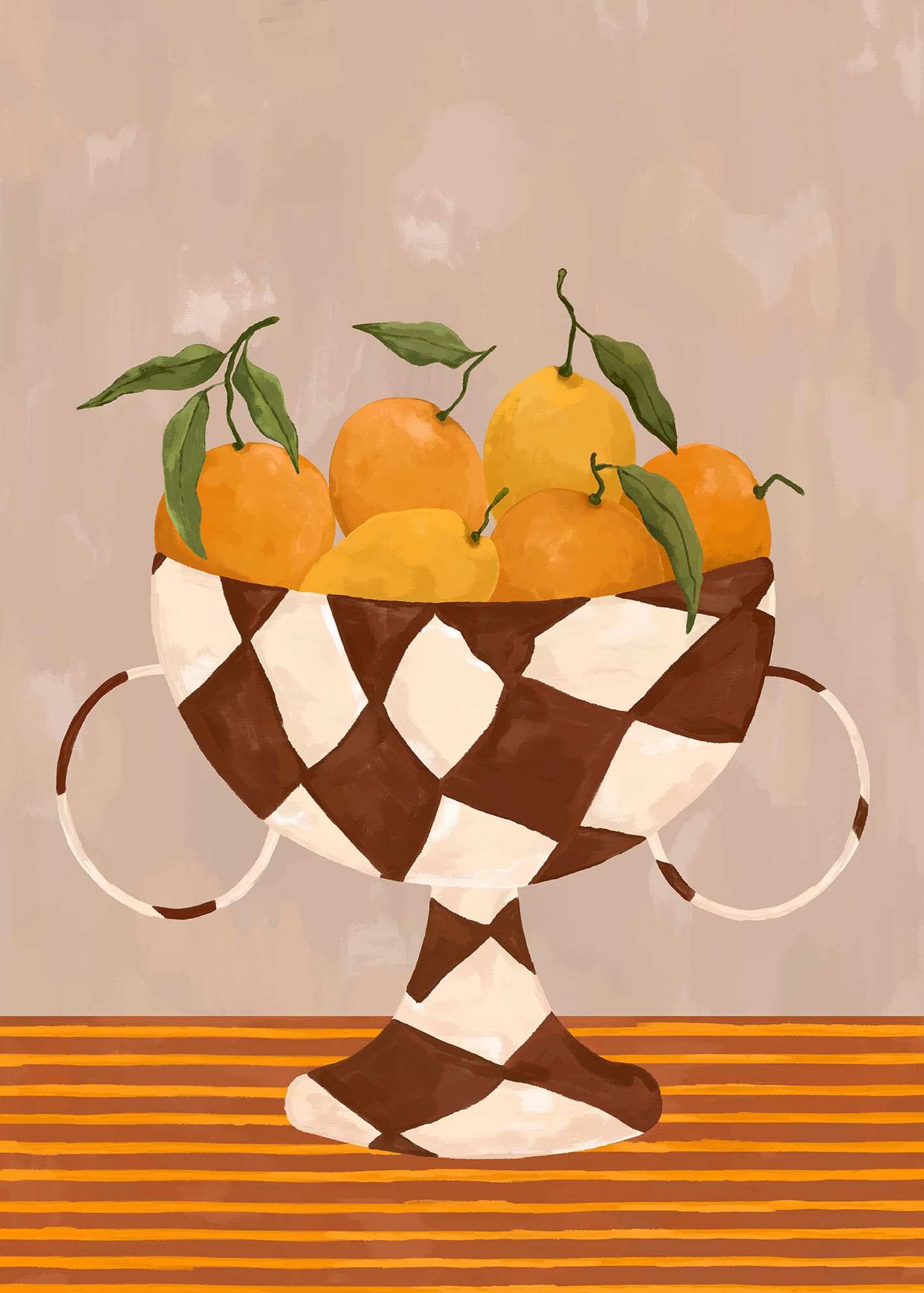 Lemons & Oranges in Checkered Vase