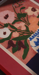 Flowers on Blue Table by Carla Llanos