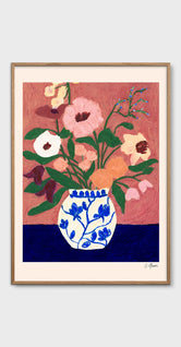 Flowers on Blue Table by Carla Llanos