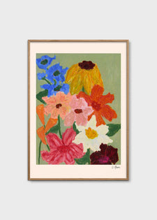 Flowers on Sage Green by Carla Llanos