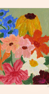 Flowers on Sage Green by Carla Llanos