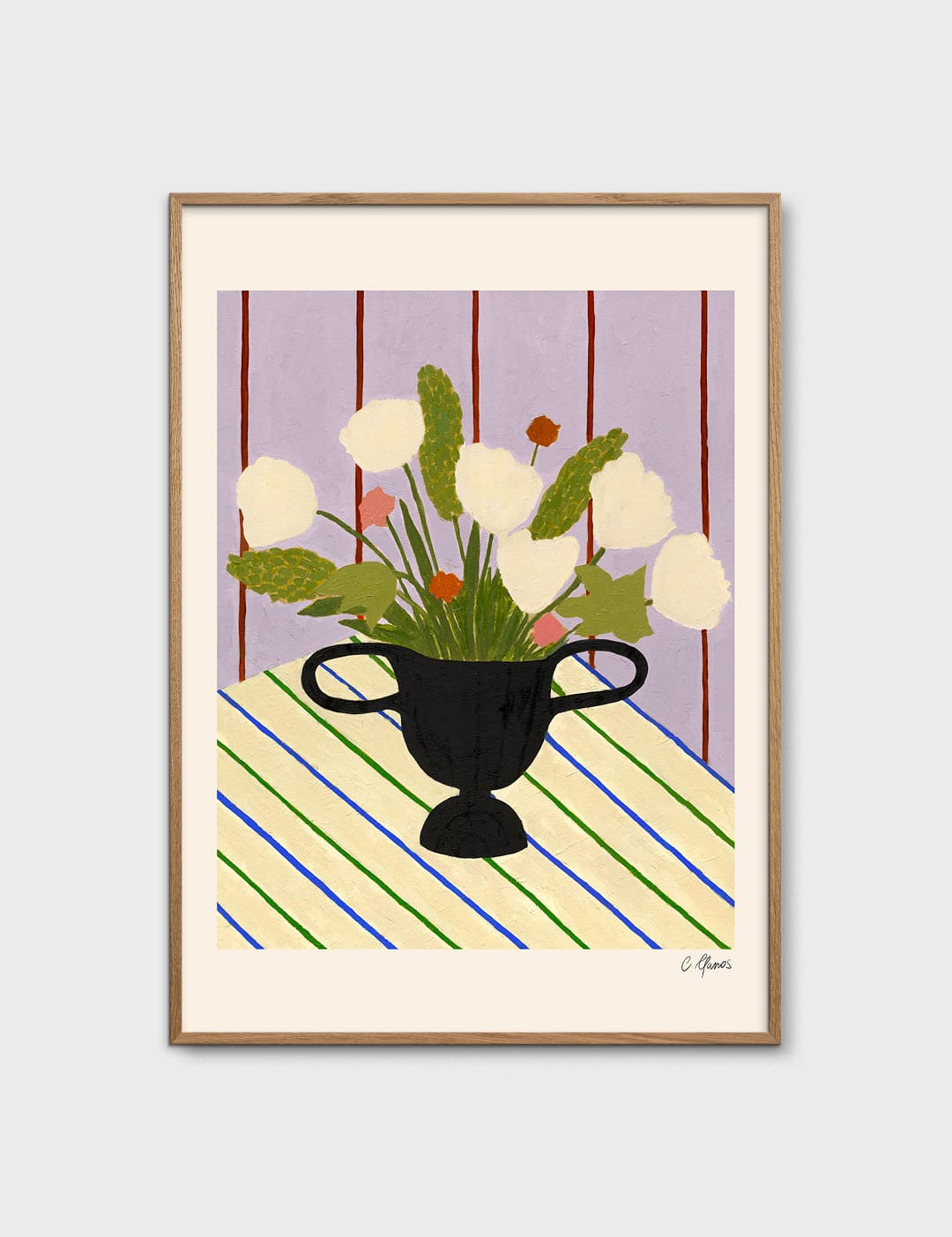 Flowers on Striped Cloth by Carla Llanos
