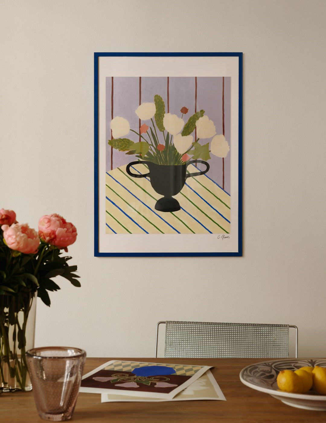 Flowers on Striped Cloth