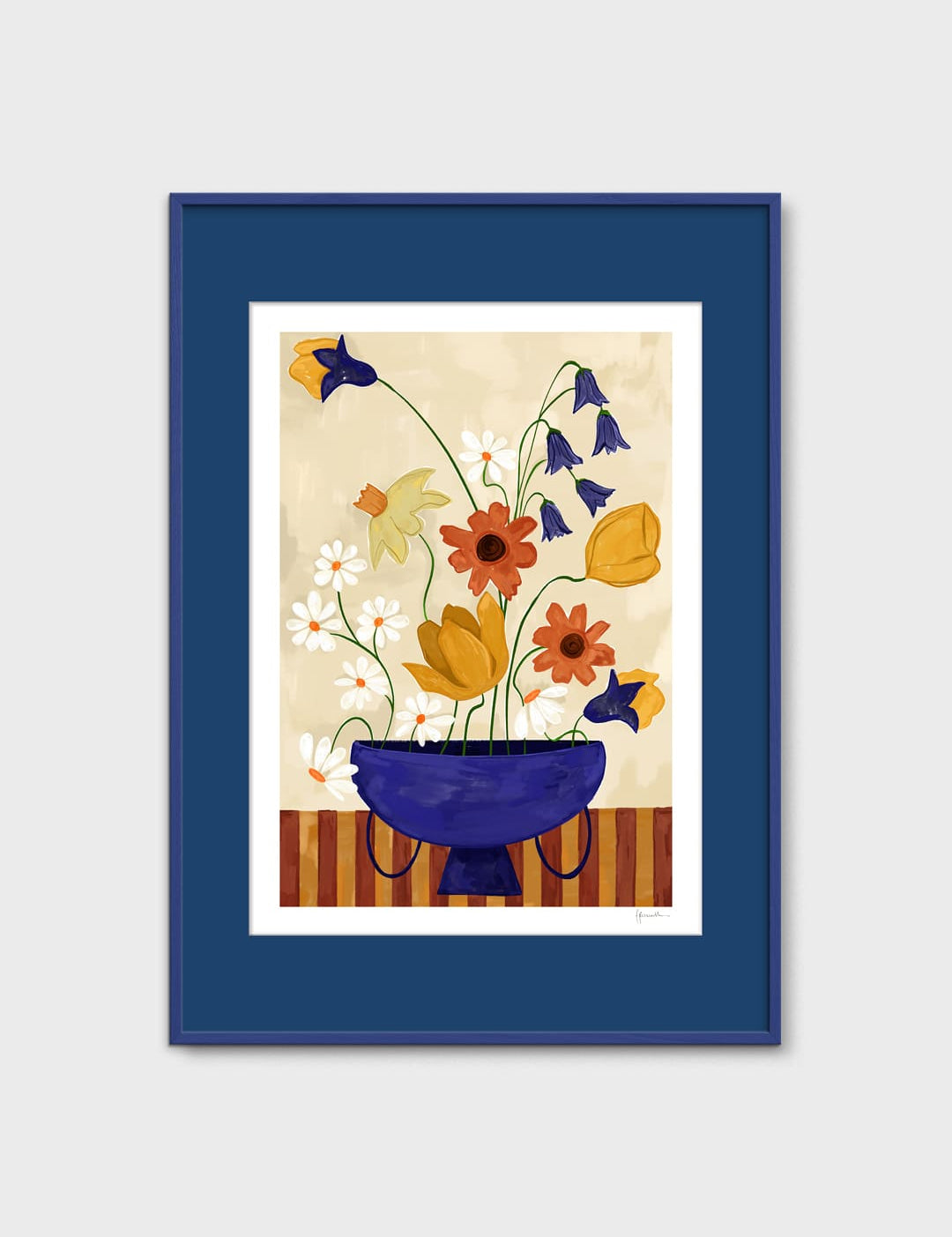 Colourful Bunch in Blue Vase by Frankie Penwill