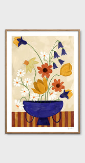 Colourful Bunch in Blue Vase by Frankie Penwill