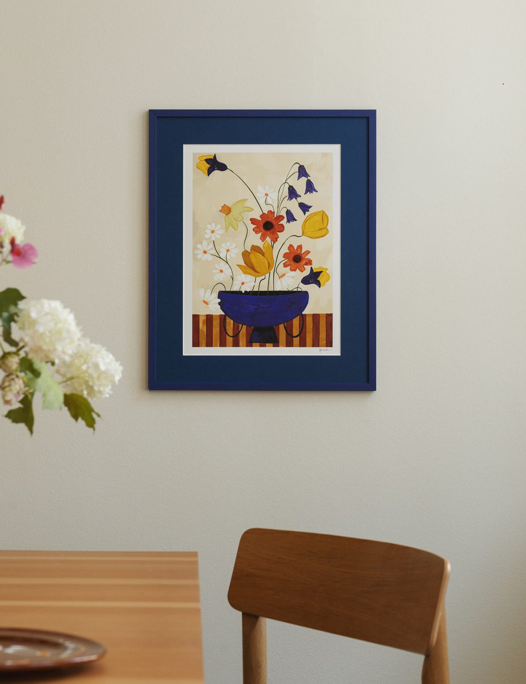 Colourful Bunch in Blue Vase