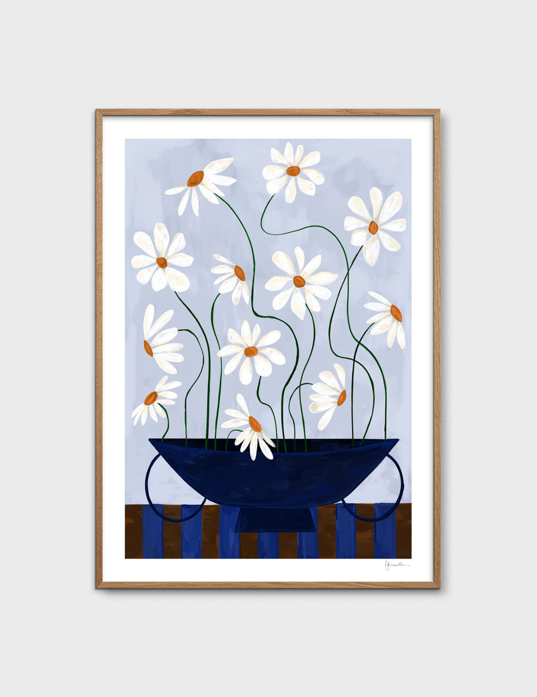 Daisies in Blue Vase by Frankie Penwill