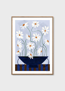 Daisies in Blue Vase by Frankie Penwill