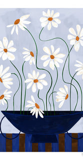 Daisies in Blue Vase by Frankie Penwill