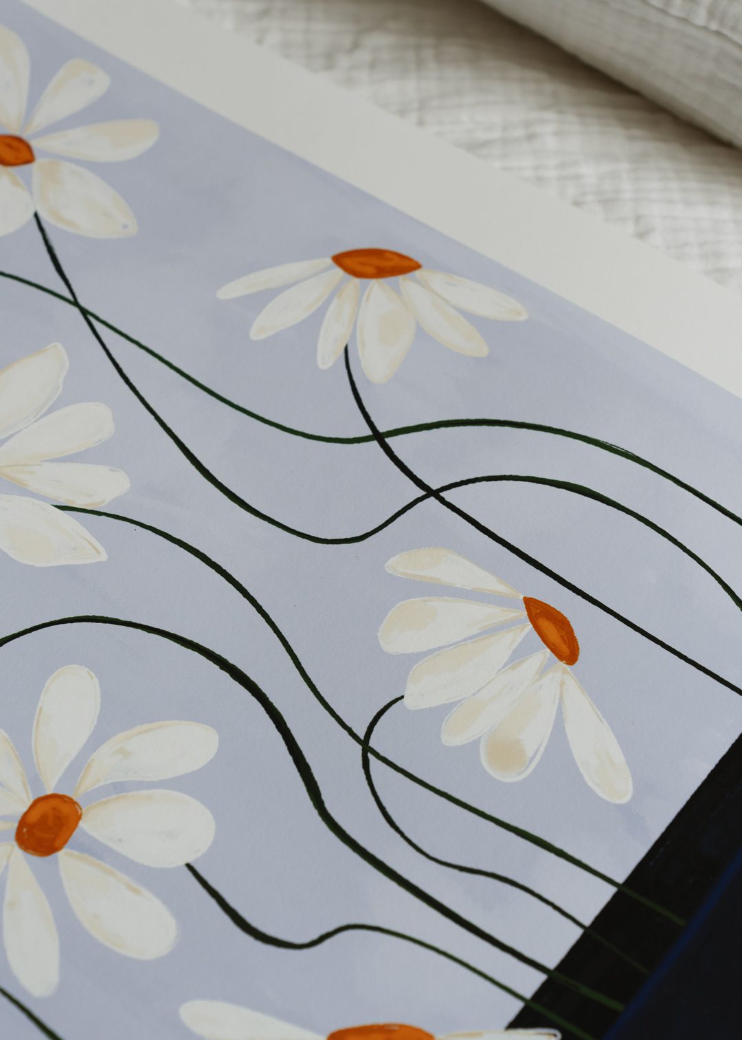 Daisies in Blue Vase by Frankie Penwill