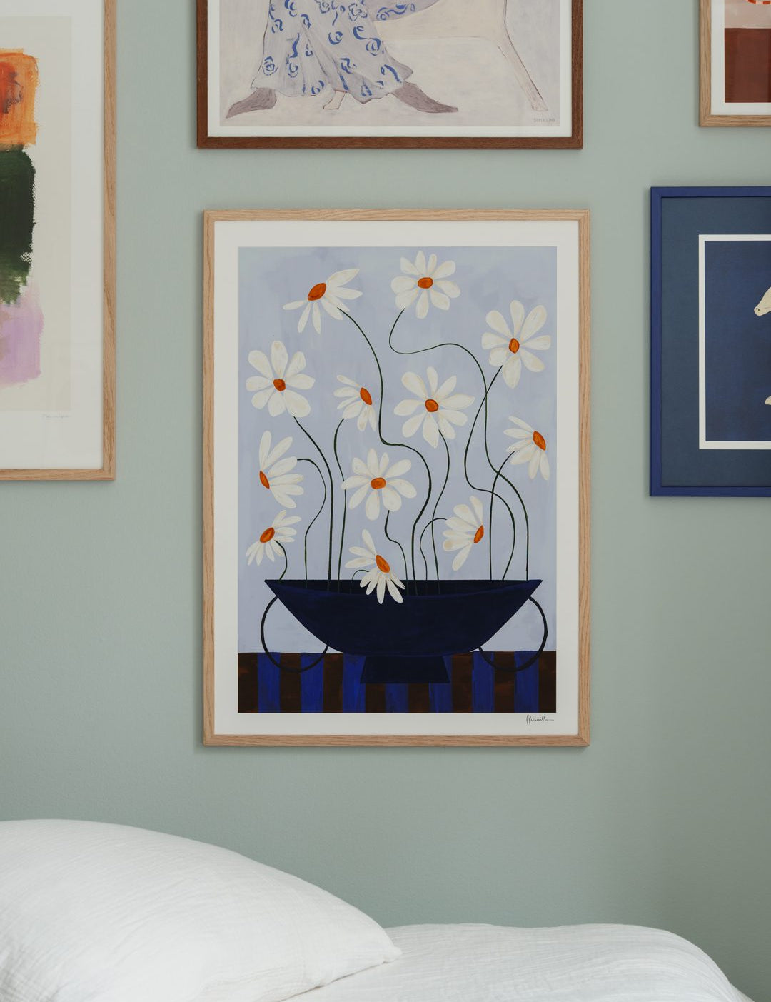 Daisies in Blue Vase
