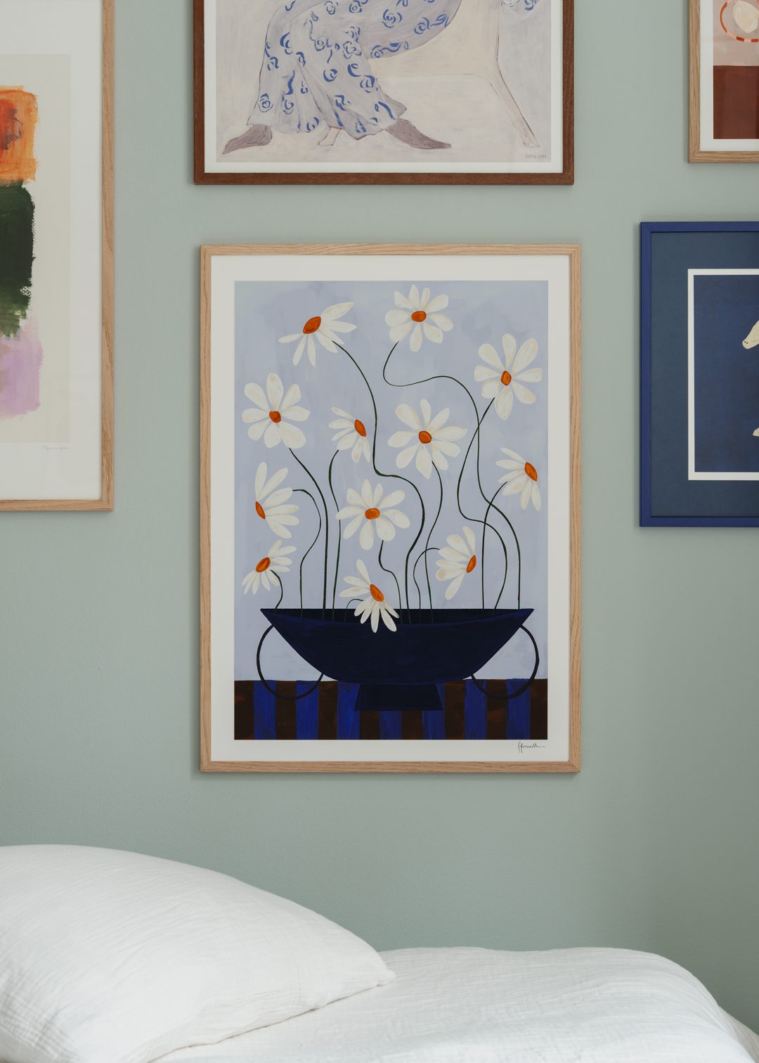 Daisies in Blue Vase by Frankie Penwill