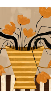 Flowers in Yellow Striped Vase by Frankie Penwill