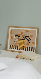 Flowers in Yellow Striped Vase by Frankie Penwill