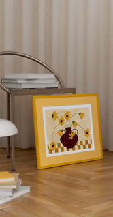 Sunflowers in Burgundy Vase by Frankie Penwill