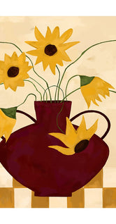 Sunflowers in Burgundy Vase by Frankie Penwill