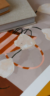 White Flowers in Striped Vase by Frankie Penwill