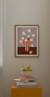 White Flowers in Striped Vase by Frankie Penwill