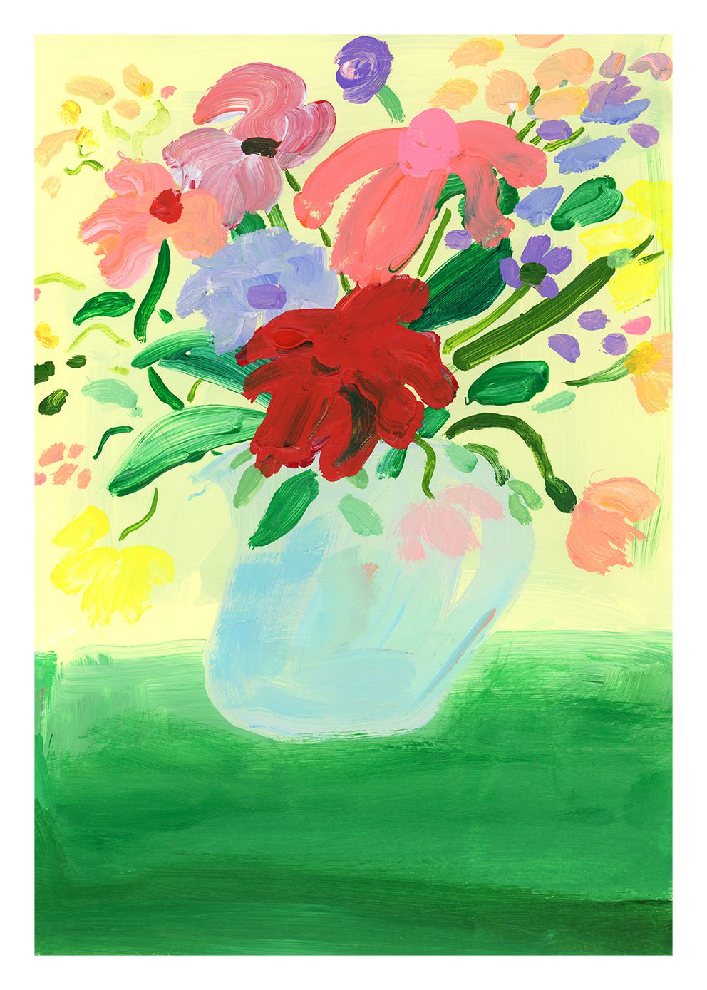 Flowers on Green Tablecloth
