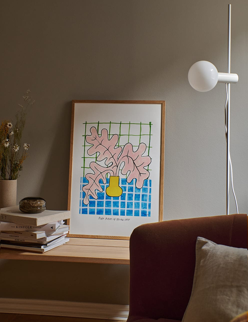 Pink Plant in Yellow Vase