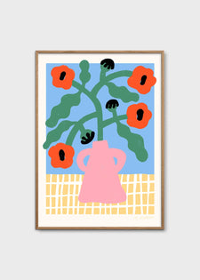 Red Poppies in Pink Vase by Madelen Möllard