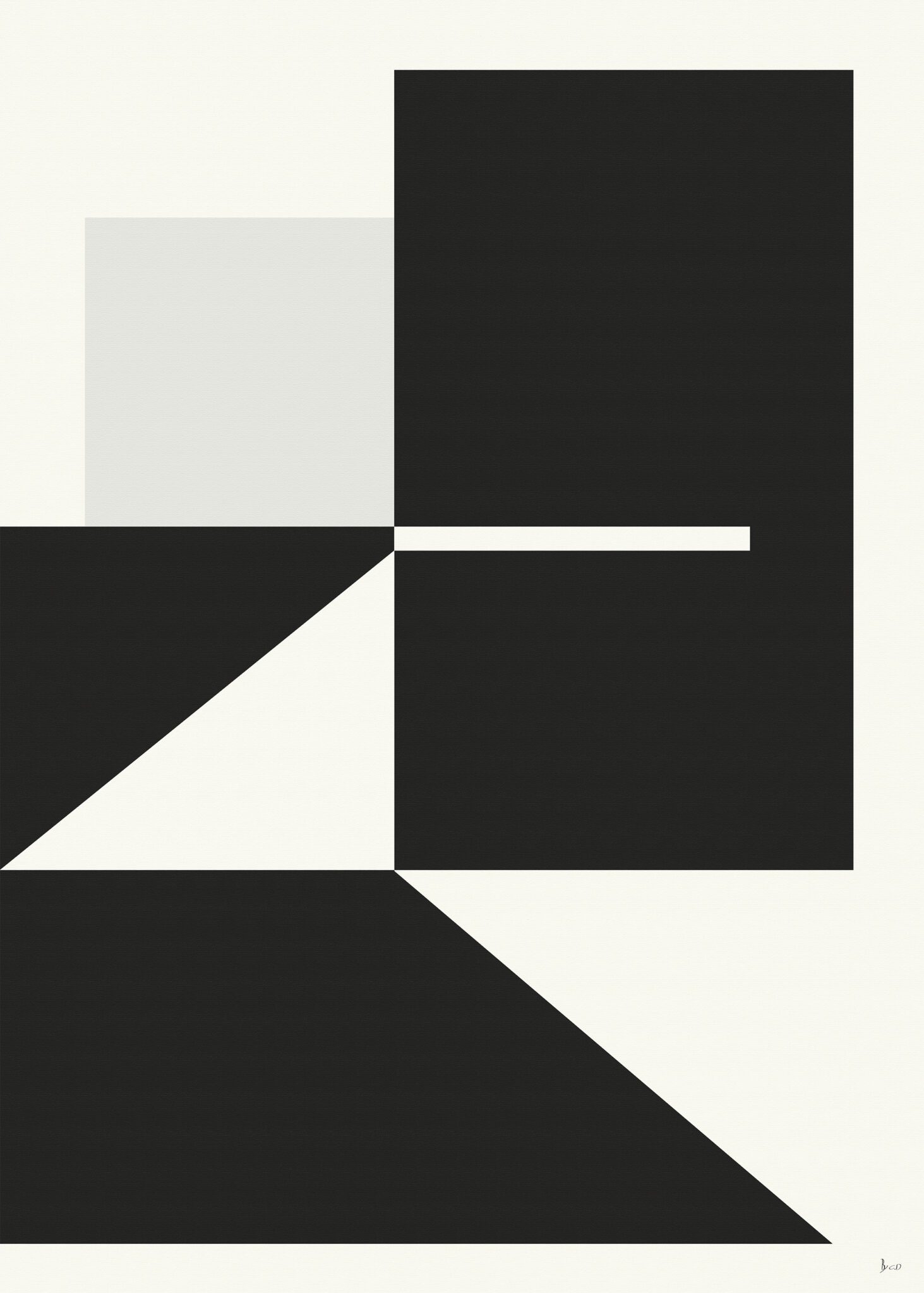Monochrome abstract art using symmetrical squares and triangles