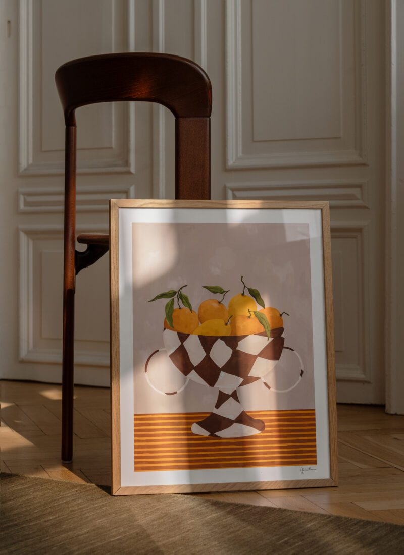 Lemons & Oranges in Checkered Vase