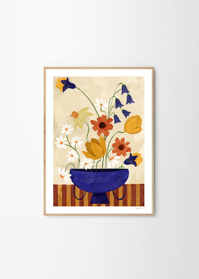 Colourful Bunch in Blue Vase by Frankie Penwill