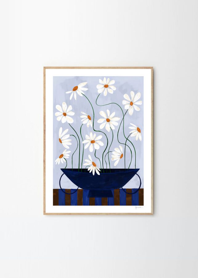 Dasies in Blue Vase by Frankie Penwill