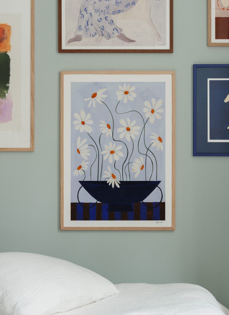 Daisies in Blue Vase