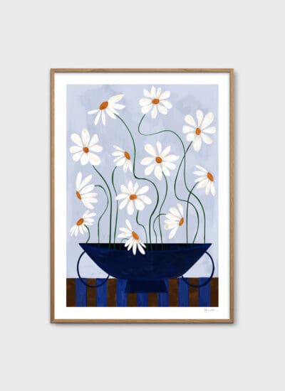 Daisies in Blue Vase by Frankie Penwill